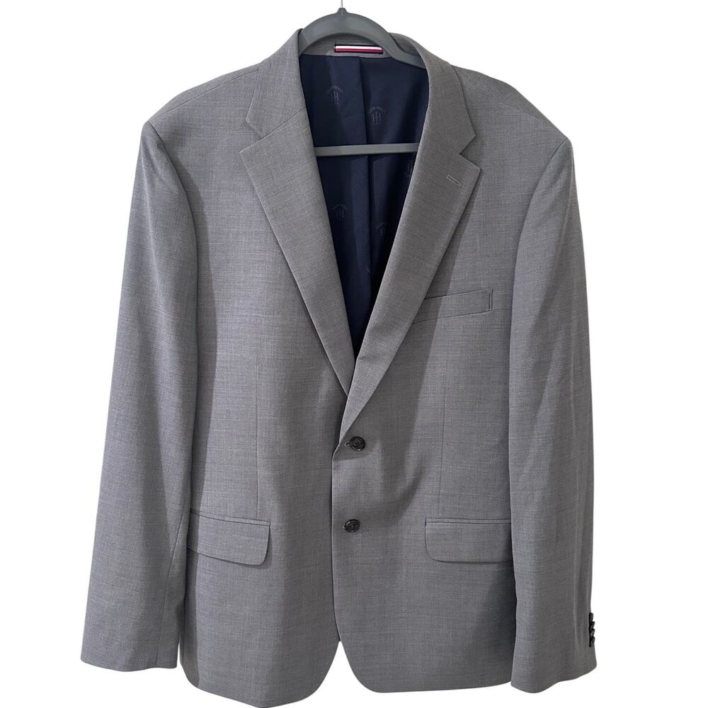 Tommy Hilfiger Mens Wool Blend Sport Jacket Blazer Size 44R L Gray Four-Season